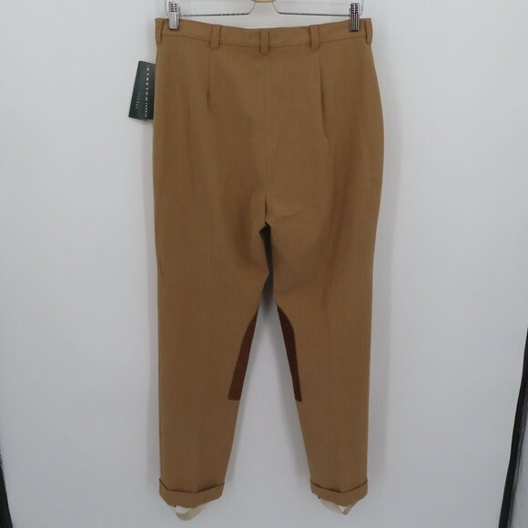 Lauren Ralph Lauren LRL Women 12 Tan Brown Stirrup Pants Leather Patches NEW Y2K - Picture 6 of 12